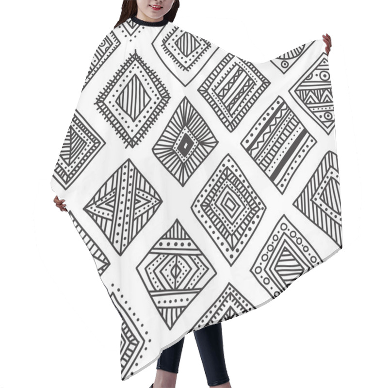 Personality  Vector Seamless Pattern With Hand-drawn Ethnic Tribal Style Rhom Hair Cutting Cape