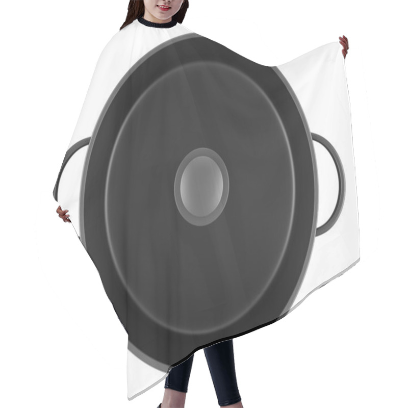 Personality  Top View Of Black Cooking Pan Isolated On White Background Hair Cutting Cape