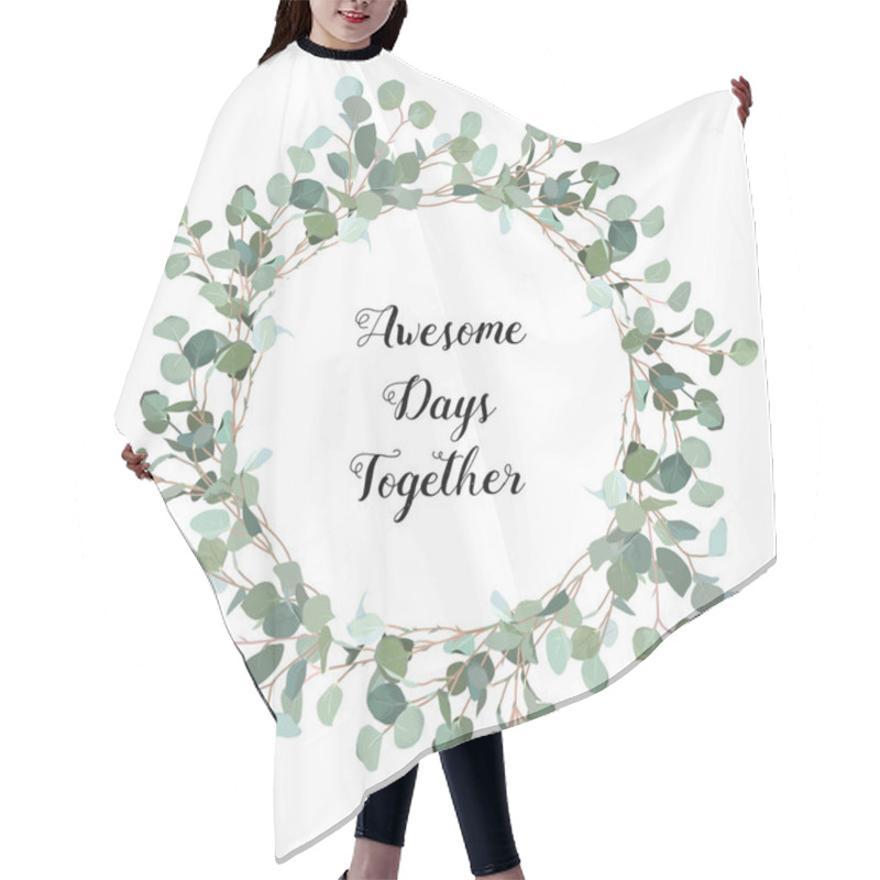 Personality  Silver Dollar Eucalyptus Selection Branches Vector Design Frame Hair Cutting Cape