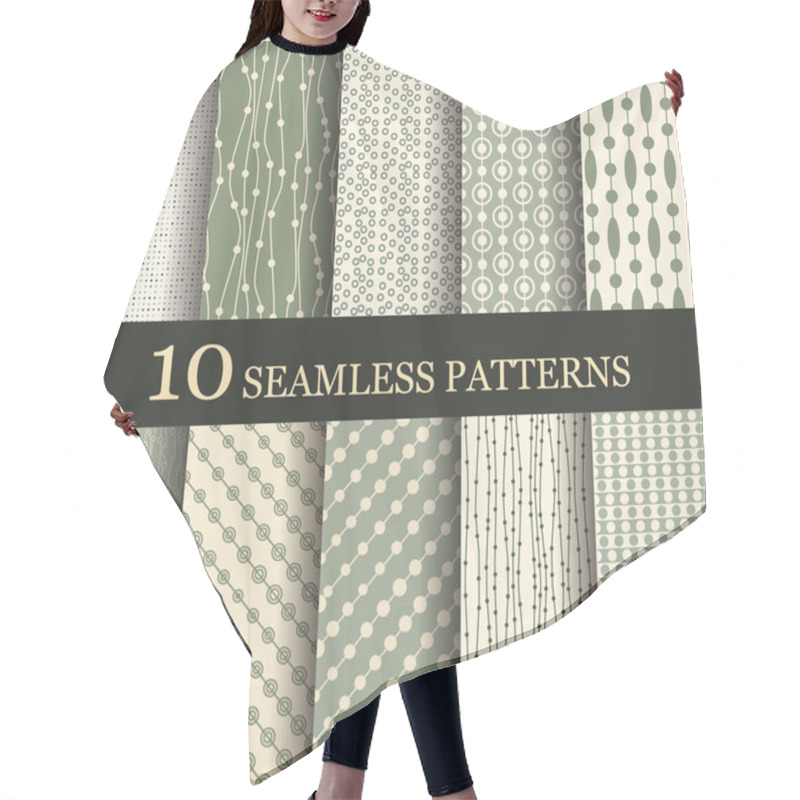 Personality  Set Of 10 Seamless Retro Patterns  Hair Cutting Cape