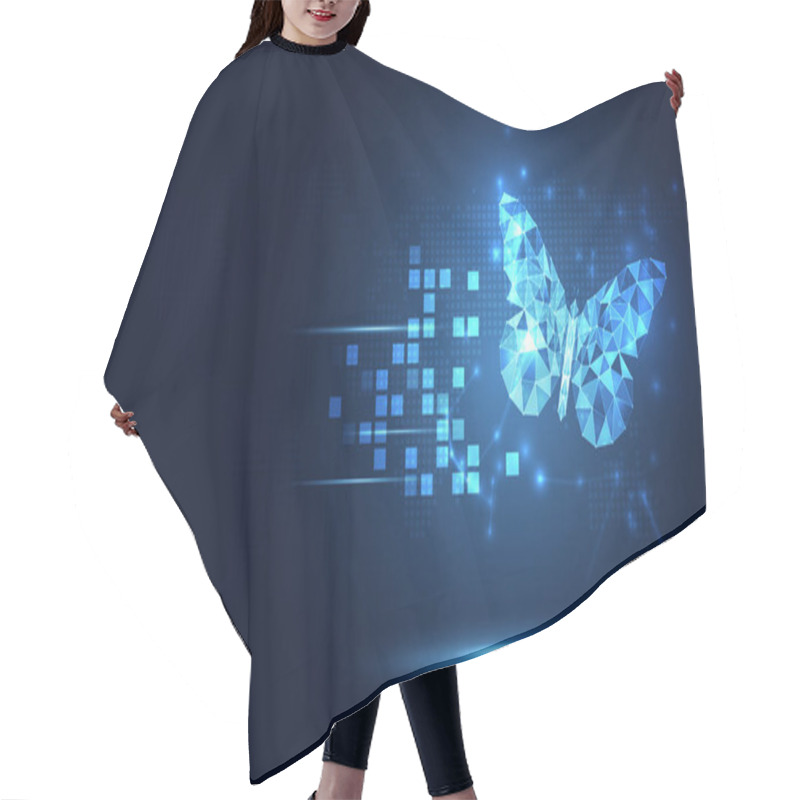 Personality  Futuristic Blue Lowpoly Butterfly Abstract Technology Background Hair Cutting Cape