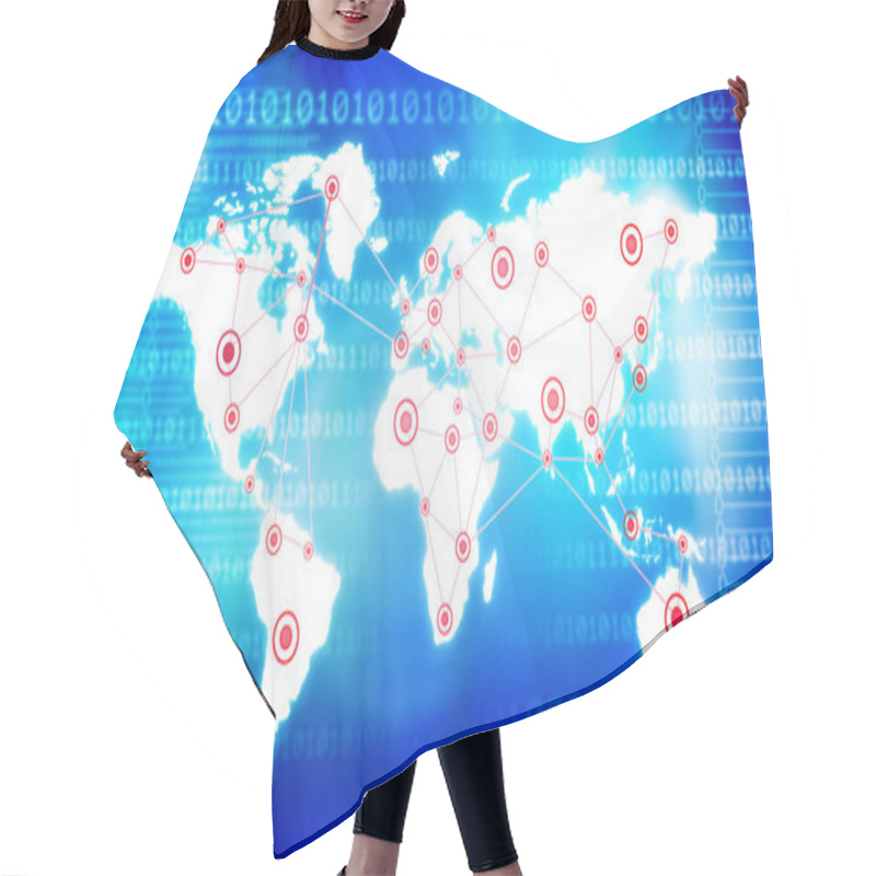 Personality  Global Network Conception. Business Network  Hair Cutting Cape