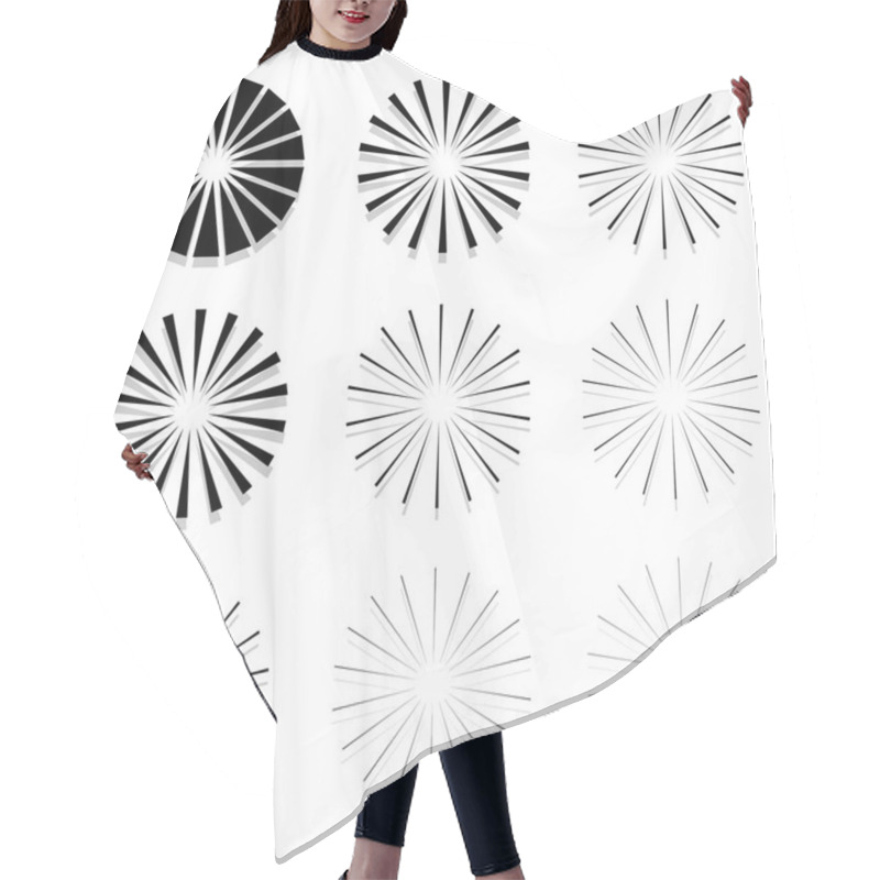 Personality  Abstract Radial Elements, Radiating Lines. Hair Cutting Cape