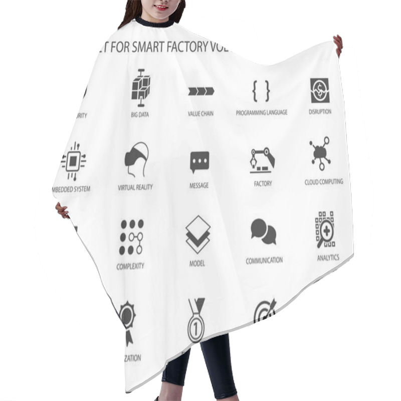 Personality  Smart Factory Vector Icons Like Process Flow, Disruption, 3D Printing, Embedded System Hair Cutting Cape