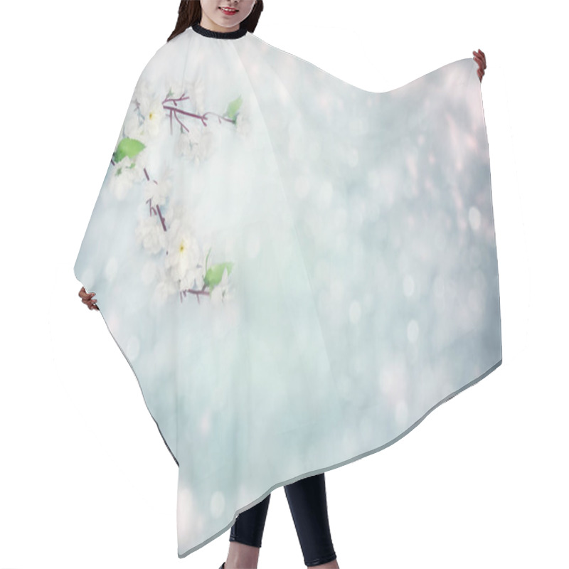 Personality  Spring Background Of Flowering White Cherry Flowers Tree And Lea Hair Cutting Cape