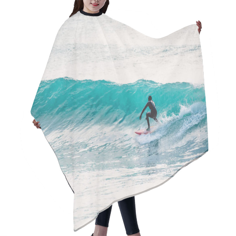 Personality  Surfer Riding  On Perfect Ocean Wave  Hair Cutting Cape