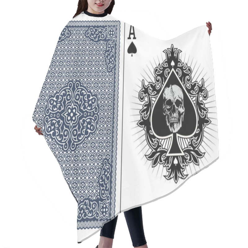 Personality  Playing Card,ace Of Spades With Skull Hair Cutting Cape