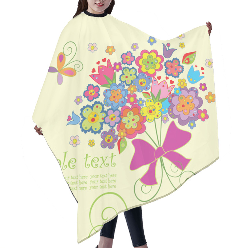 Personality  Greeting Postcard With Funny Bouquet Hair Cutting Cape