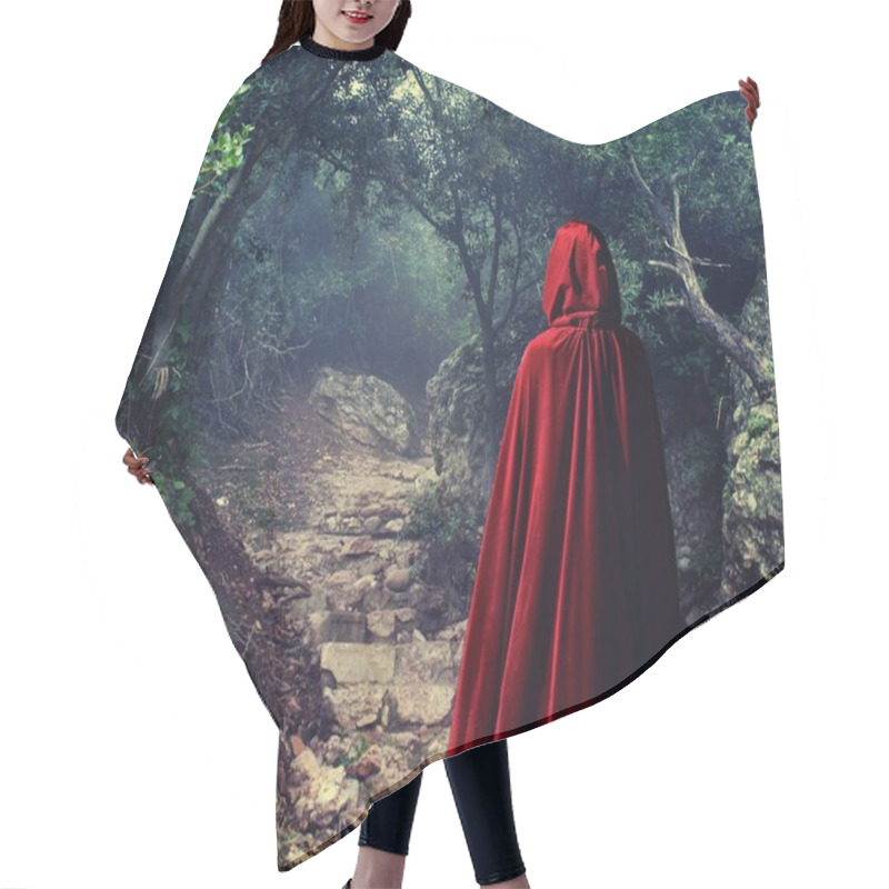 Personality  Person Wearing Red Cloak In A Forest Hair Cutting Cape