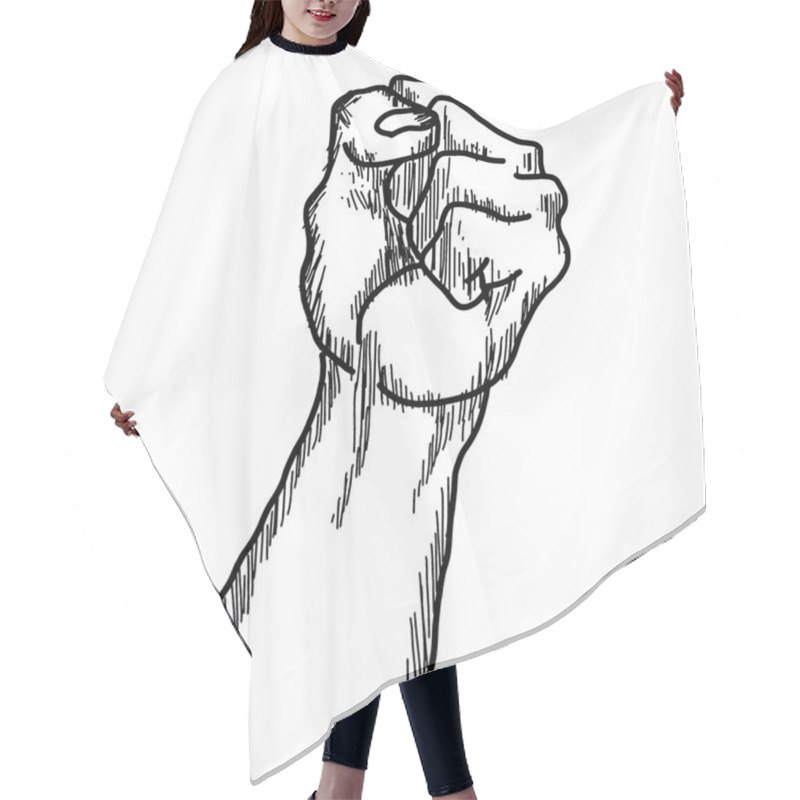 Personality  Hand Drawn Doodles Of Raised Protest Fist Hair Cutting Cape