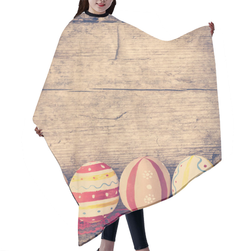 Personality  Easter Eggs On Old Wooden Background Hair Cutting Cape