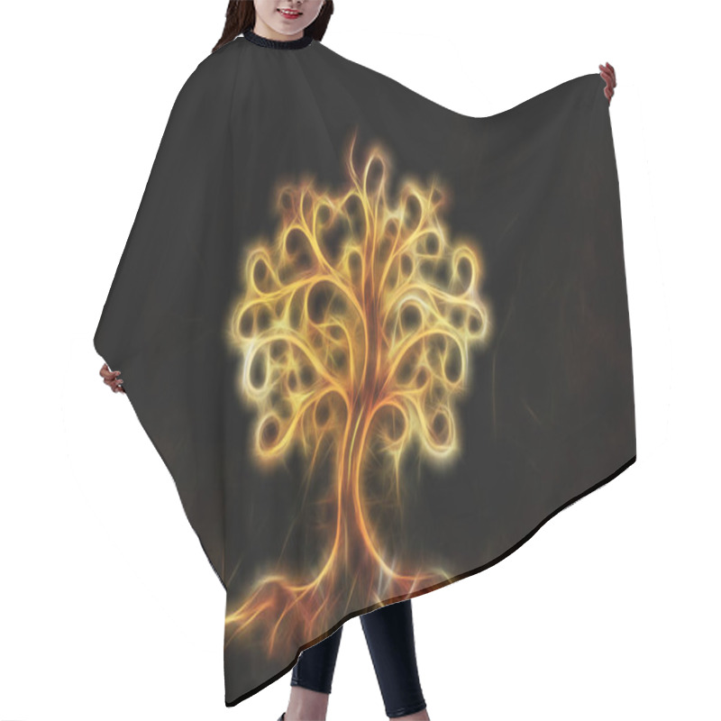 Personality  Tree Of Life Symbol On Structured Ornamental Background, Yggdrasil. Fractal Effect. Hair Cutting Cape