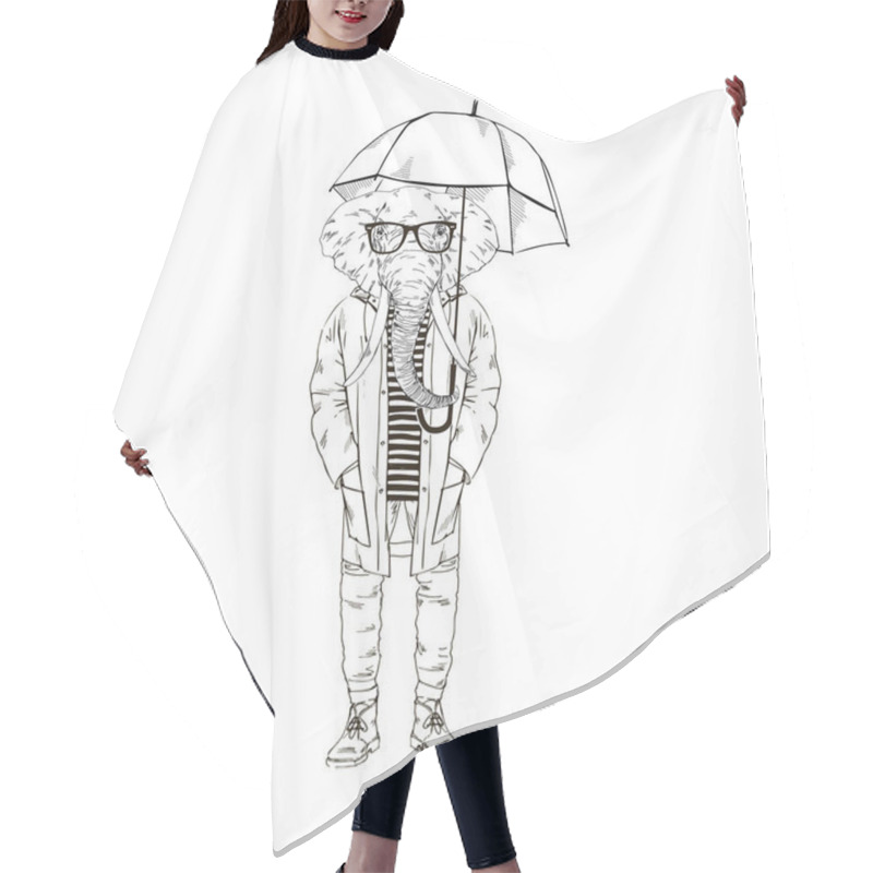 Personality  Elephant Dressed Up In Raincoat Hair Cutting Cape