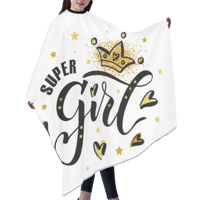 Personality  Super Girl Text Banner Template Hair Cutting Cape