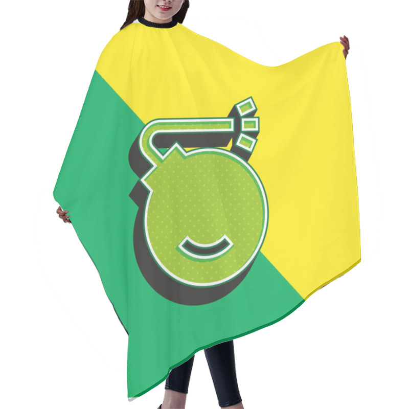 Personality  Bomb Green And Yellow Modern 3d Vector Icon Logo Hair Cutting Cape