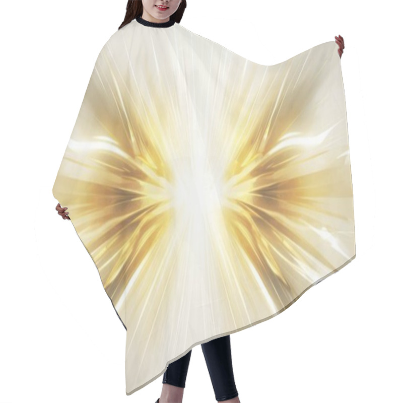 Personality  Gold Horizontal Lines, Symmetrical Composition, Bioluminescence, Pure White Background. Abstract Background Hair Cutting Cape