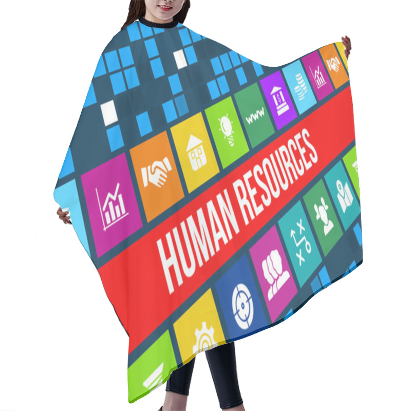 Personality  Human Resources Concept Image With Business Icons And Copyspace. Hair Cutting Cape