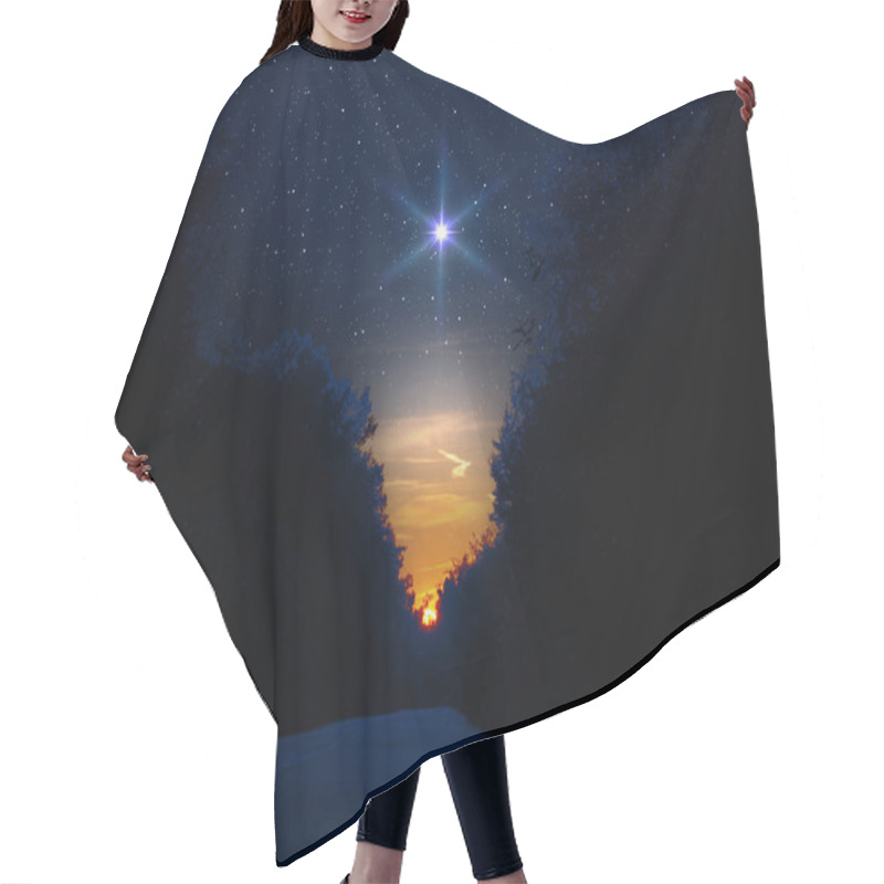 Personality  Bright Star In The Starry Night Sky. Silhouette Of The Forest And Night Road. Sunlight Over The Horizon. Christmas Star Of The Nativity Of Bethlehem, Nativity Of Jesus Christ. Hair Cutting Cape