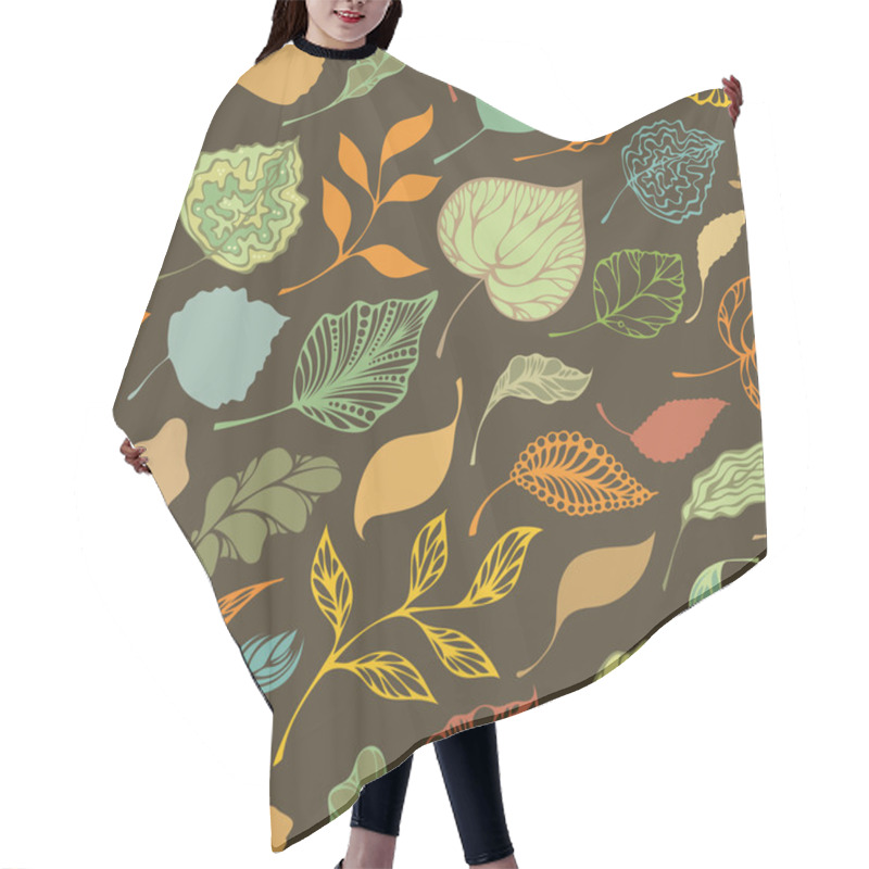 Personality  Seamless Pattern With Leaves Hair Cutting Cape