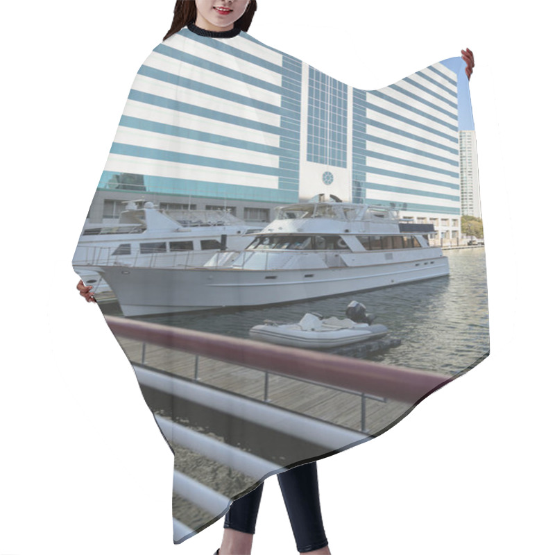 Personality  Contemporary Building And Pier Near Private Yachts In New York City Hair Cutting Cape