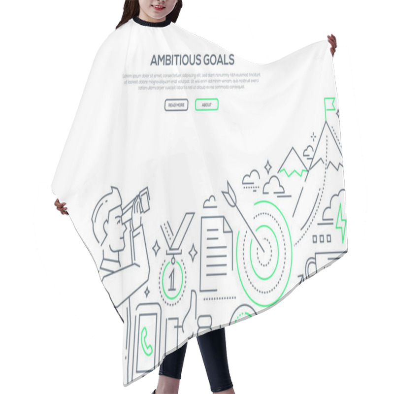 Personality  Ambitious Goals - Line Design Style Illustration Hair Cutting Cape