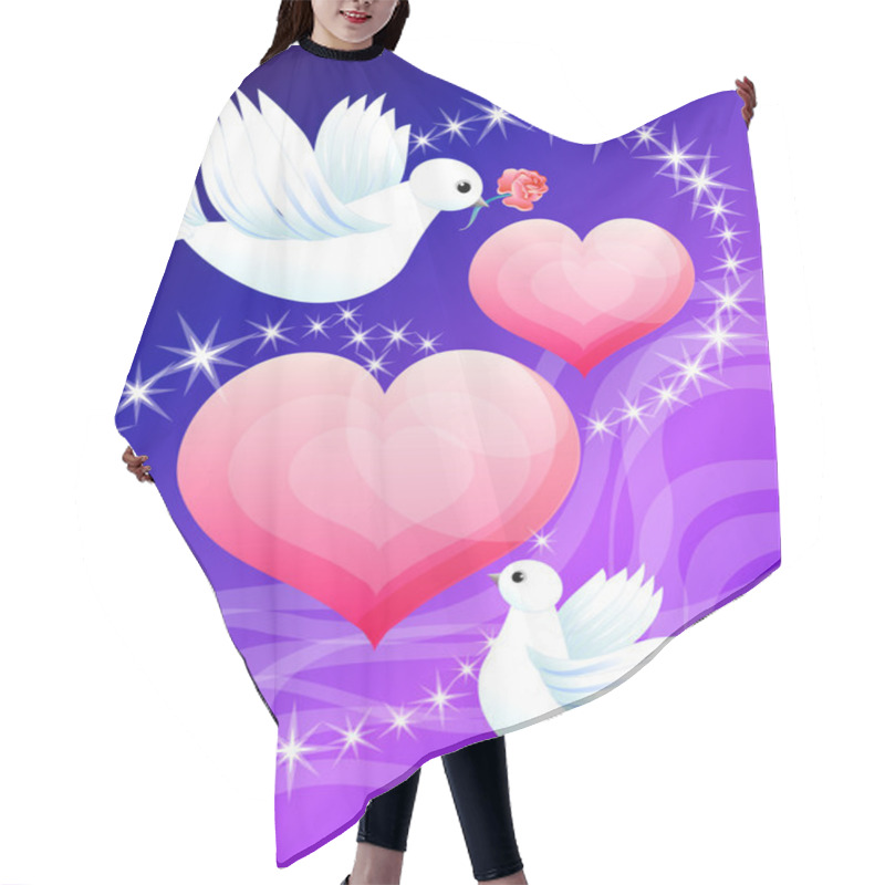 Personality  Two Hearts And The In Love Pigeons Hair Cutting Cape