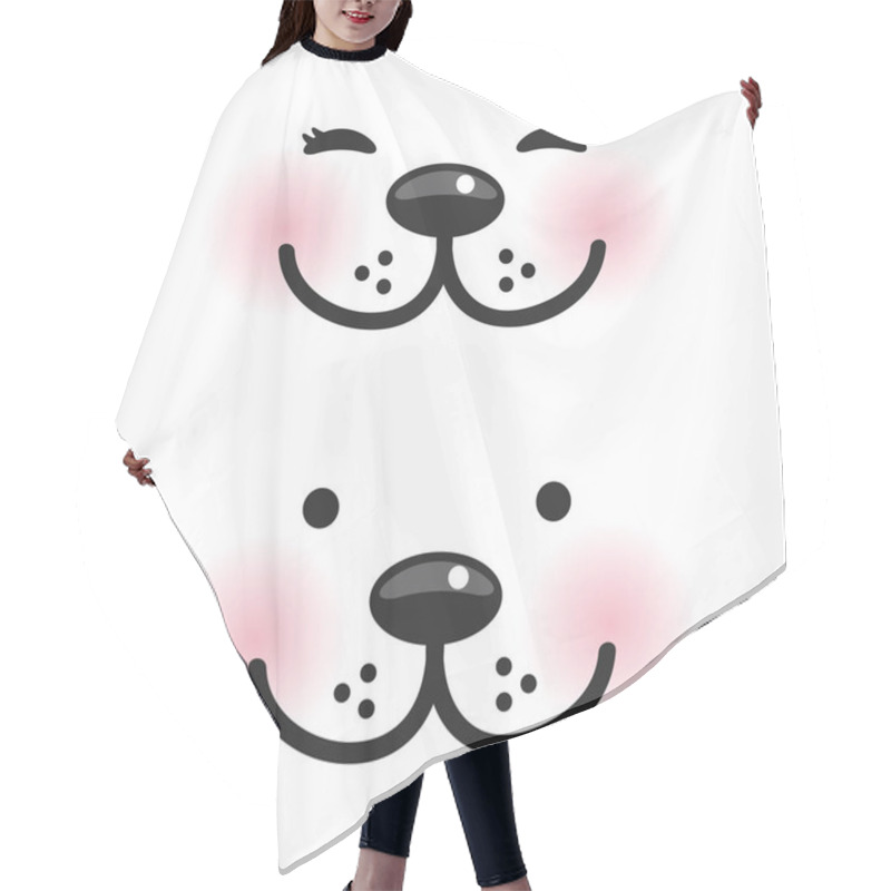 Personality  Kawaii Funny Muzzle With Pink Cheeks And Winking Eyes On White Background. Vector Illustration Hair Cutting Cape