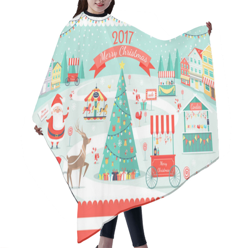 Personality  Merry Christmas 2017 Big Festive Fair Promo Poster Hair Cutting Cape