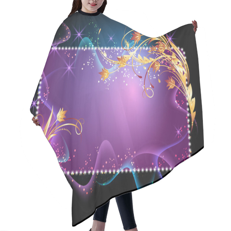 Personality  Glowing Background With Smoke, Stars And Golden Ornament Hair Cutting Cape