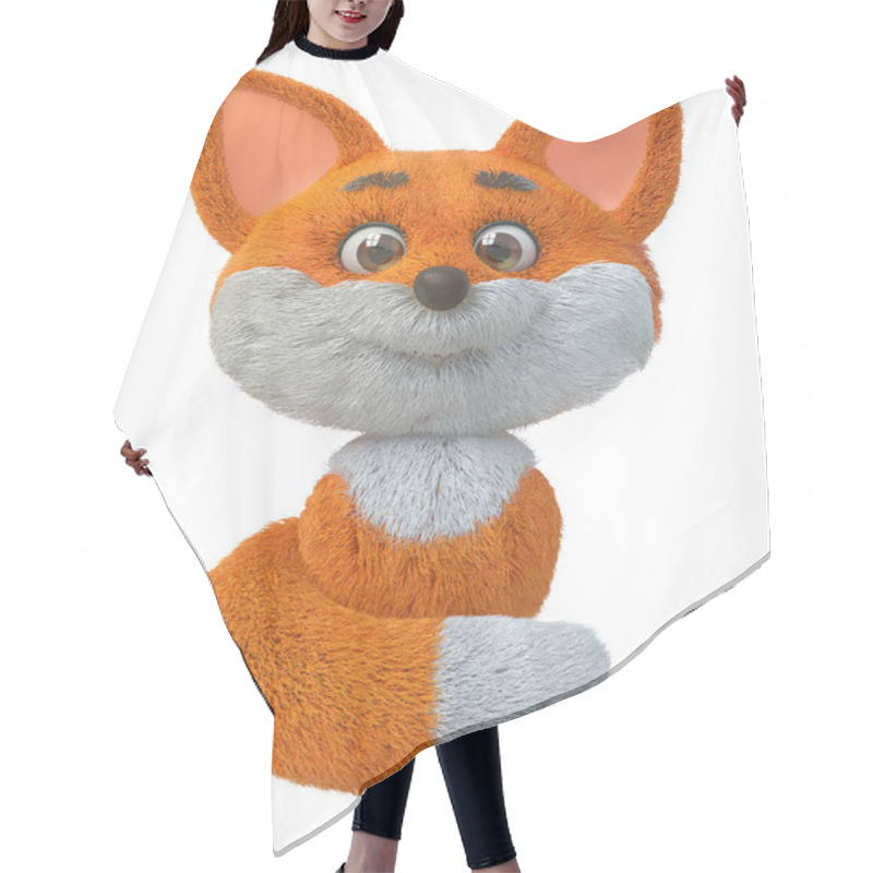 Personality  3d Illustration Cheerful Fluffy Forest Animal With Red Hair/3d Illustration Funny Little Fox Hair Cutting Cape