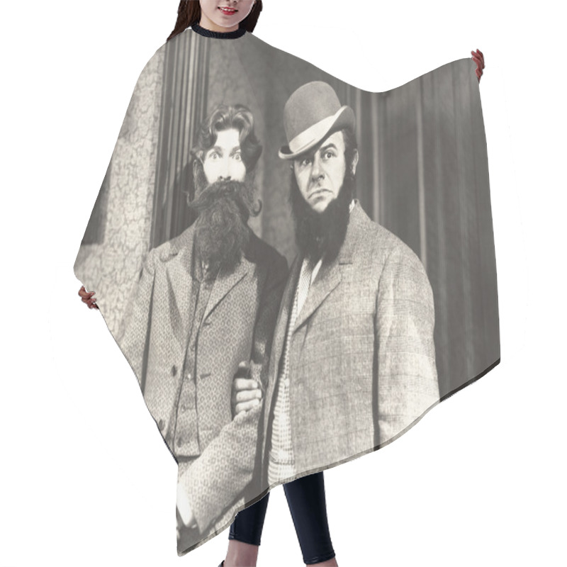 Personality  Two Man Standing Hair Cutting Cape