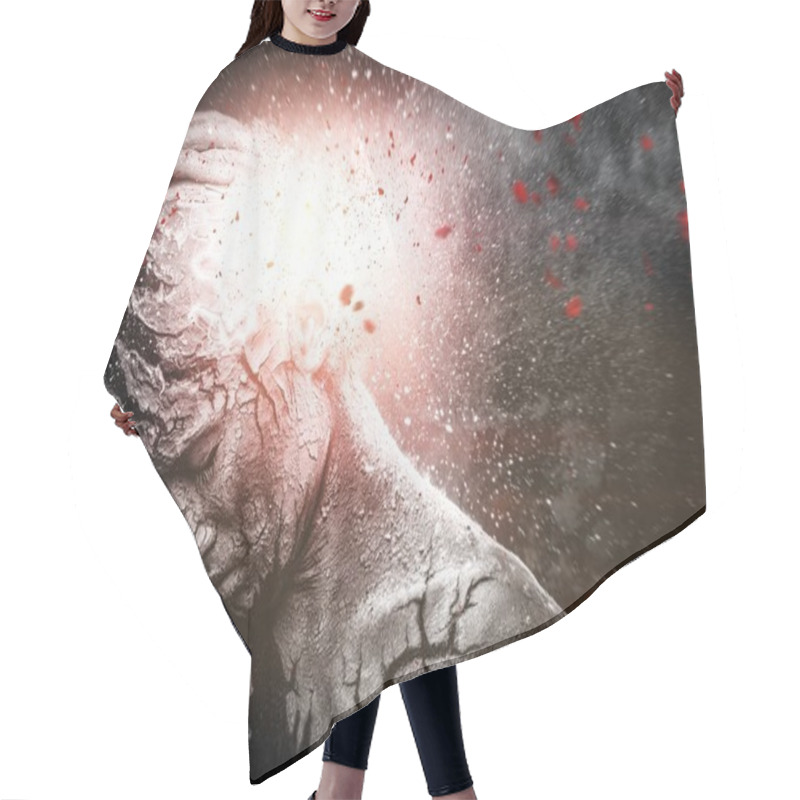 Personality  Man With Conceptual Spiritual Body Art Hair Cutting Cape