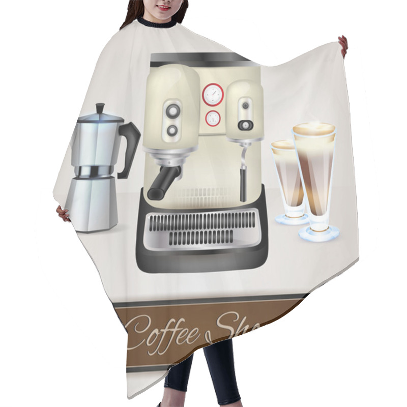 Personality  Vector Collection Of Coffee-related Objects Hair Cutting Cape