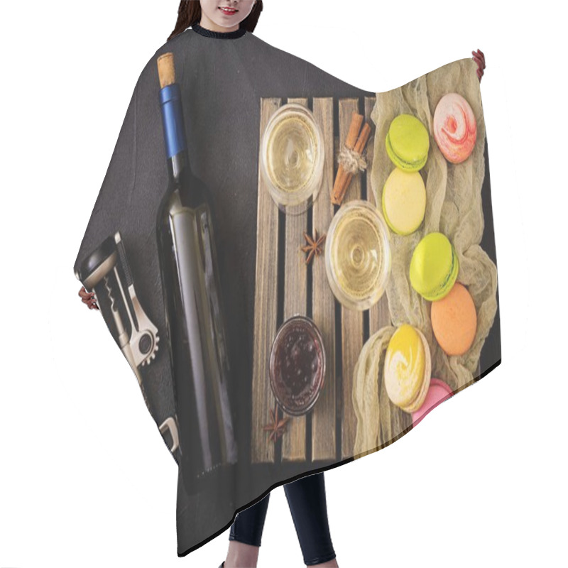 Personality  Bottle Of White Wine And A Macarons Hair Cutting Cape