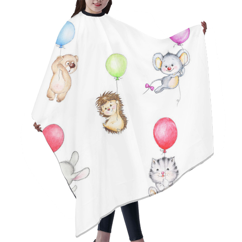 Personality  Animals Flying On Balloons Hair Cutting Cape