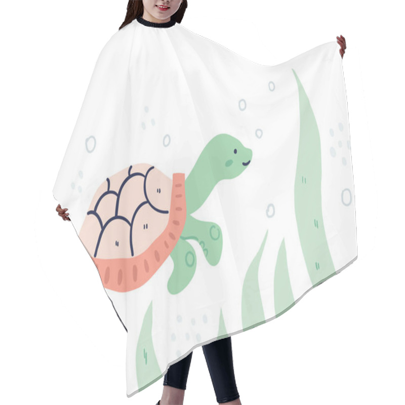 Personality  Hand Drawn Turtle Underwater Illustration Vector Hair Cutting Cape