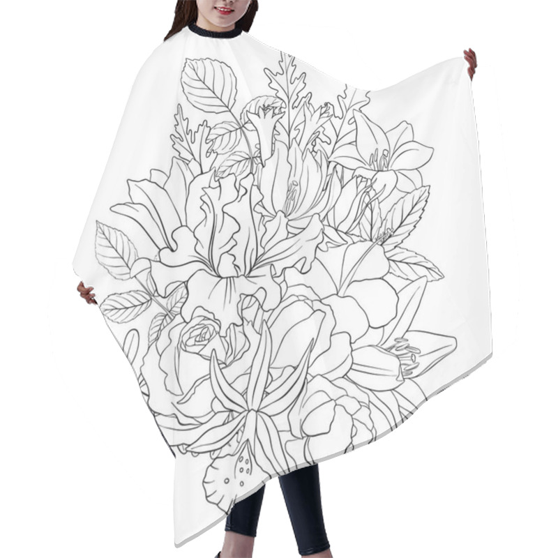 Personality  Vector Floral Composition Hair Cutting Cape