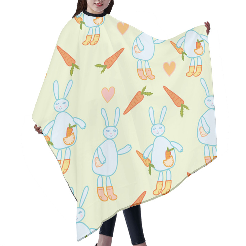 Personality  Seamless Pattern With Rabbits Hair Cutting Cape