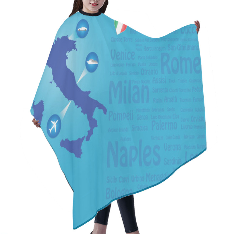 Personality  Travel Italy Landmarks Names Template Vector Hair Cutting Cape