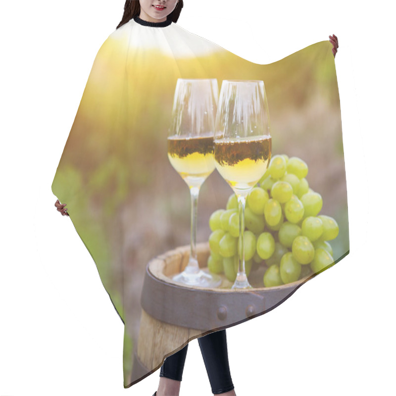 Personality  White Grapes And Two Glasses Of White Wine  Hair Cutting Cape