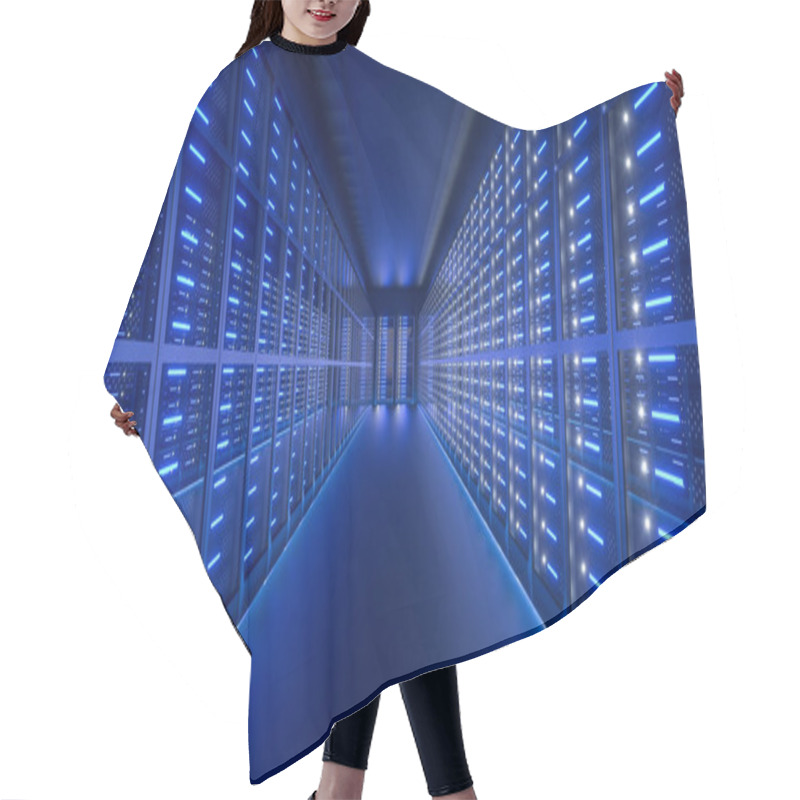 Personality  Server Room Interior In Datacenter. 3D Render Hair Cutting Cape