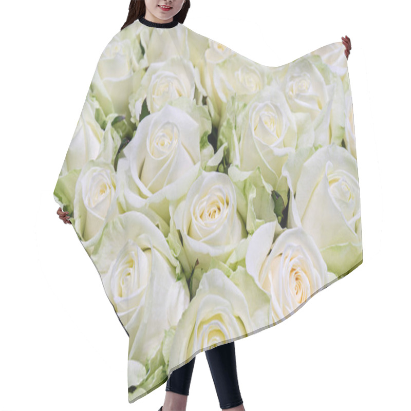 Personality  Beautiful Background Of White Roses. Floral Design Texture. Hair Cutting Cape