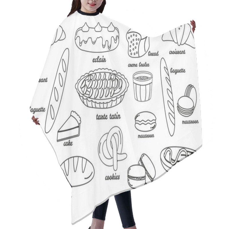 Personality  Collection Outline Hand Drawn French Cuisine Bakery Hair Cutting Cape