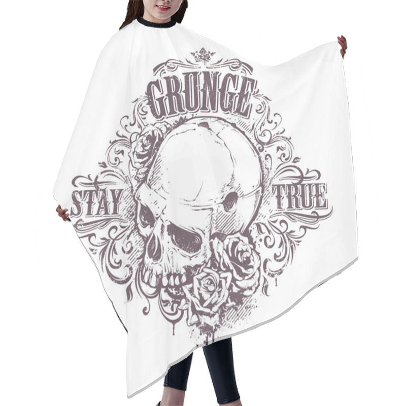 Personality  Grunge Skull Art Hair Cutting Cape