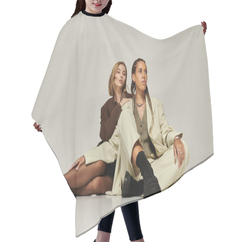 Personality  An Enchanting Lesbian Couple Showcases Their Autumn Fashion, Radiating Love And Warmth. Hair Cutting Cape