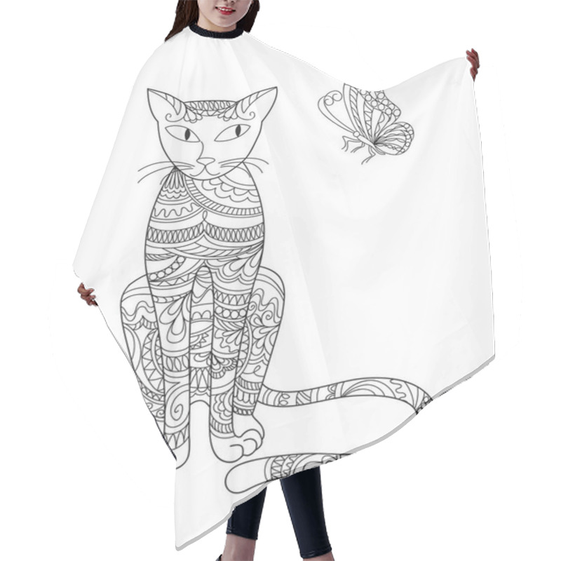 Personality  Elegant Cat And Butterfly Hair Cutting Cape