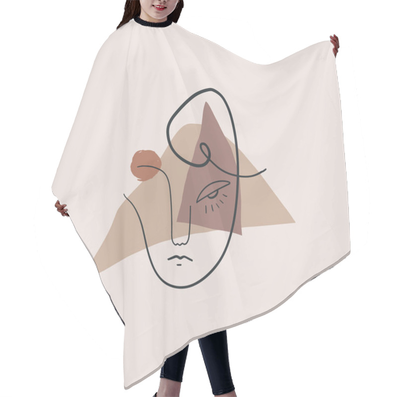 Personality  Face Sketch Line Drawing Print Minimalist Woman Art Simple Fashion Illustration Poster In Picasso Style Vector Hair Cutting Cape