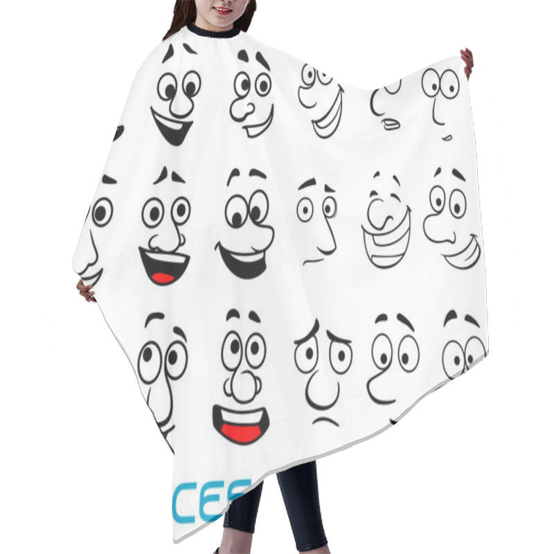 Personality  Cartoon Doodle Faces With Different Emotions Hair Cutting Cape