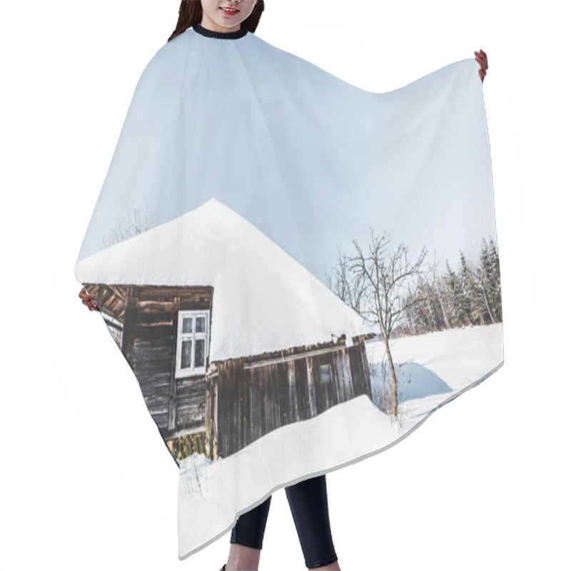 Personality  Old Wooden House With Snow In Winter Carpathian Mountains Hair Cutting Cape