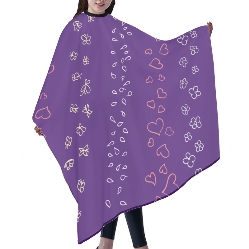 Personality  Hearts, Flowers And Butterflies Seamless Pattern Hair Cutting Cape